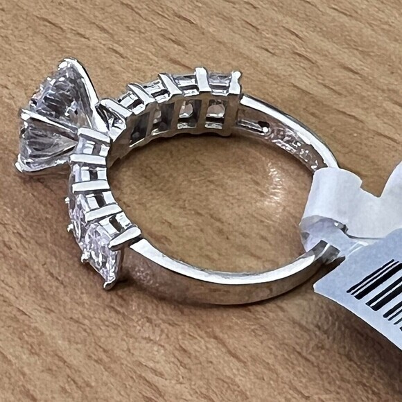 925 Sterling Silver | CZ Luxury Solitaire Ring Women's Size 8 Rhodium Finish - Picture 9 of 17